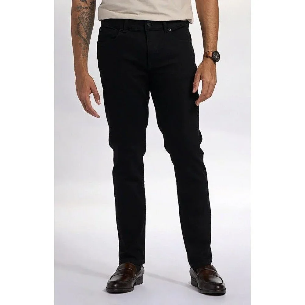 DKNY Mens Jet Black Bedford Stretch Slim Fit Denim 5 Pocket Jeans NEW 36 X 34